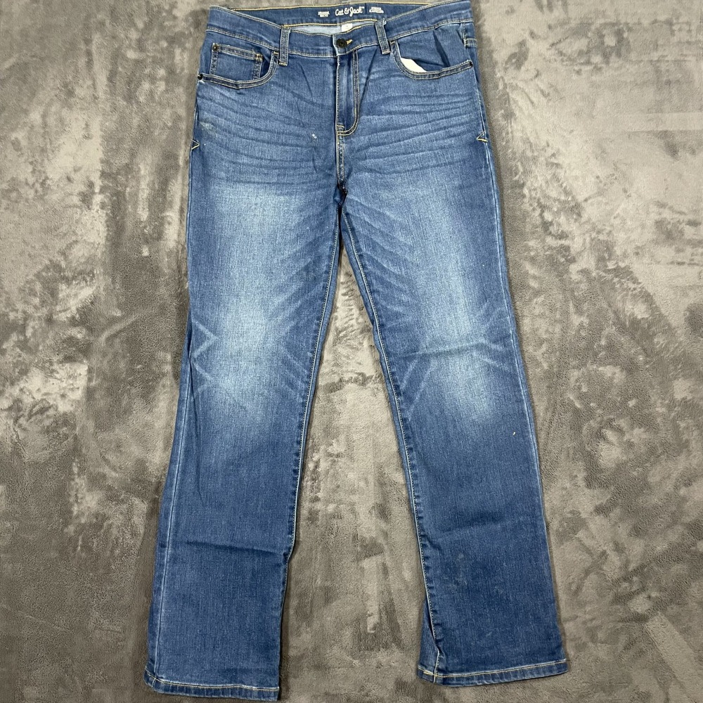 Cat & Jack Straight Recto Jeans 16 Blue Denim Stretch